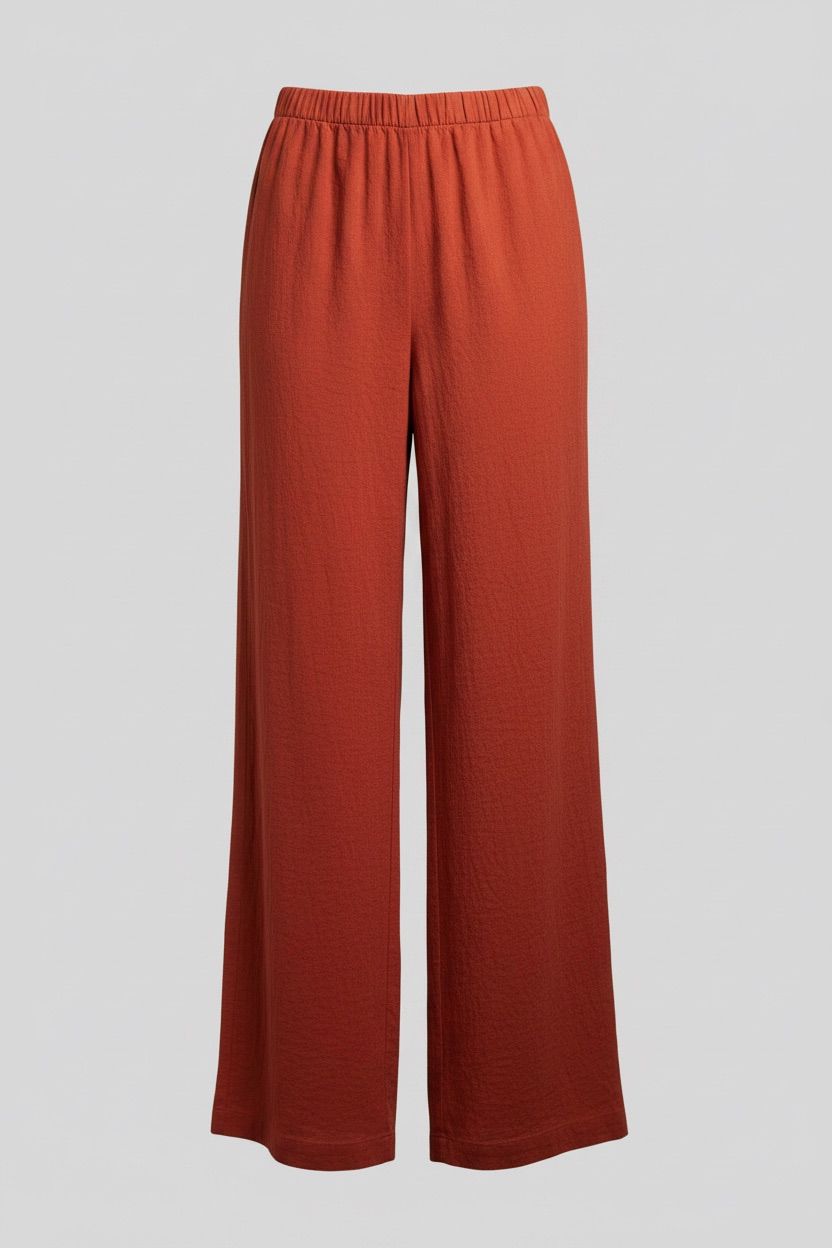 Pantalón fluido liso teja