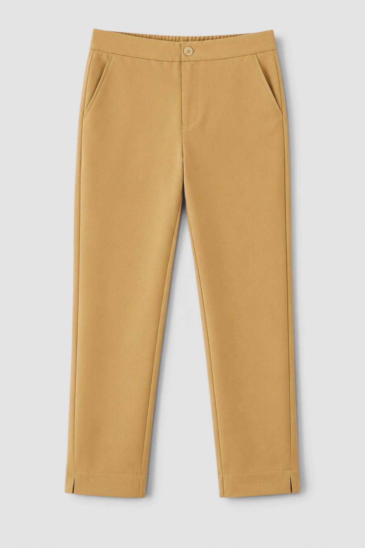 Pantalón crop bolsillos beige